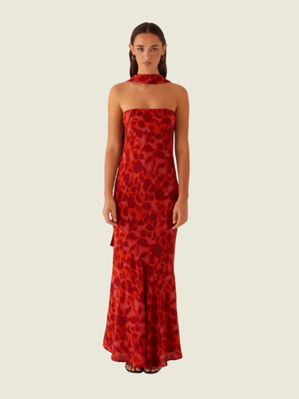 Peppermayo Under The Padoga Red Floral Strapless Maxi Dress - Picture 1 of 4